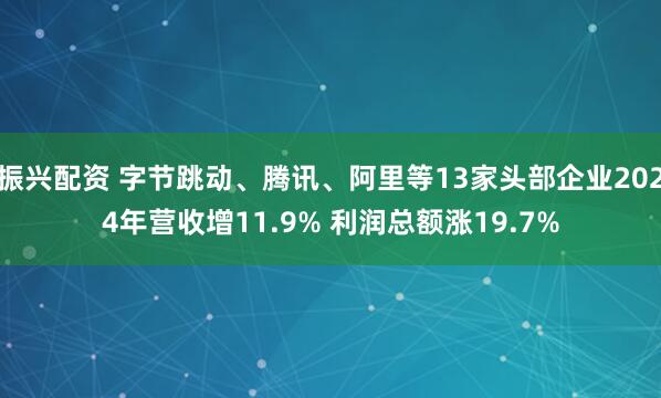 振兴配资 字节跳动、腾讯、阿里等13家头部企业2024年营收增11.9% 利润总额涨19.7%